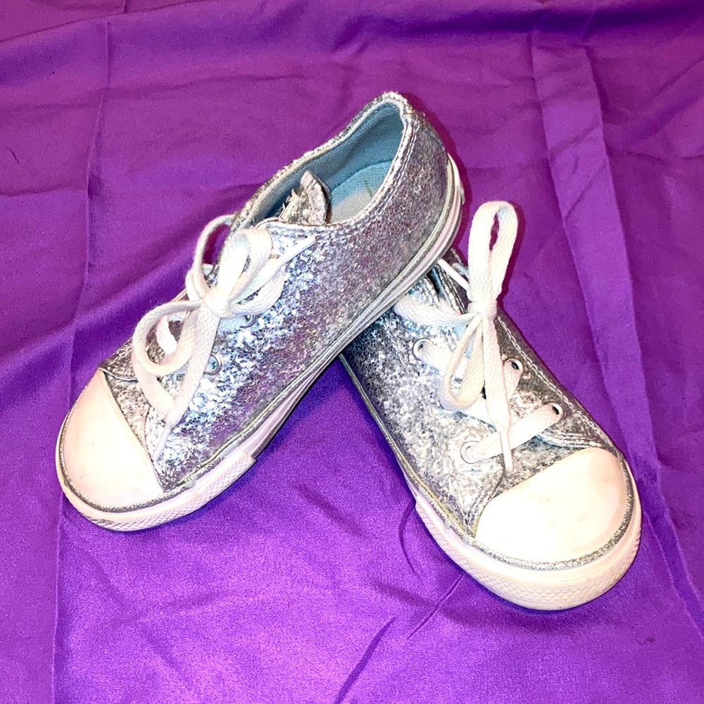 Silver glitter converse